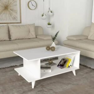 ترابيزة ركنة خشب باللون الأبيض