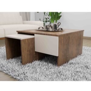 ترابيزة ضيافة مكونة من قطعتين - بني وبيج