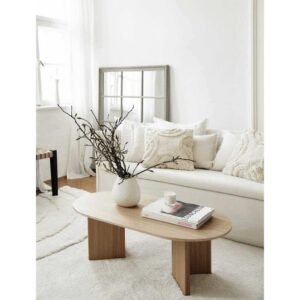 ترابيزة قهوة خشب بيضاوية الشكل