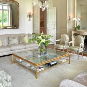 ترابيزة زجاج كلاسيك للانتريه (100×100×45  سم)