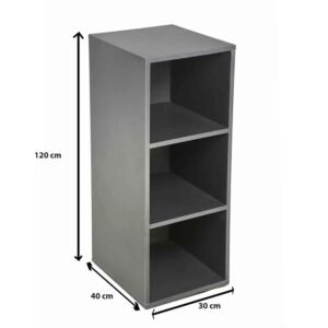 خزانة مكتب رمادي بثلاثة رفوف (120×30×40 سم)