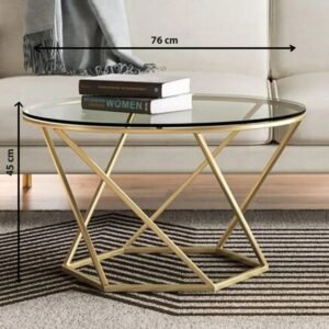 طاولة قهوة دائرية بسطح زجاج (76×45 سم)