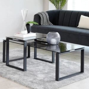 طقم ترابيزات زجاج ومعدن متداخل