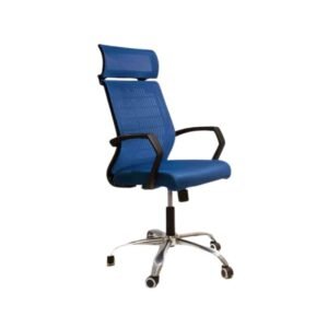 كرسي أزرق مع مسند للرأس