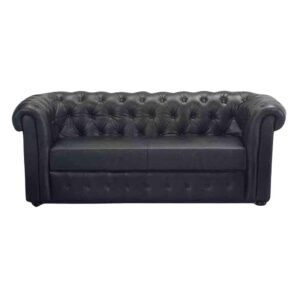 كنبة انتريه مكتب جلد أسود كابتونيه