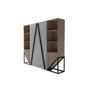 مكتبة خشب كبيرة برفوف للمكاتب والمكاتب المنزلية